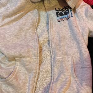 lucky brand white zip up hoodie